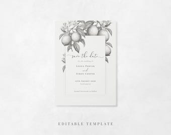 La Scorza Lemon Save the Date – 5x7 Editable Wedding Template