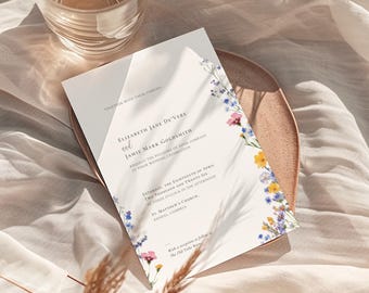 Wildflower Wedding Invitation Template: Rustic Garden, A5/Half-Letter (Online Editable, Digital Download) | CR102