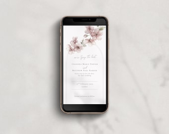 Cherry Blossom Save the Date Evite: Romantic Wedding Announcement (Digital Template) | CR111