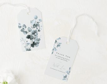 Eukalyptus Hochzeit Geschenkanhänger Vorlage zum Ausdrucken: druckbare Geschenkanhänger, ISO + US Größen | CR103