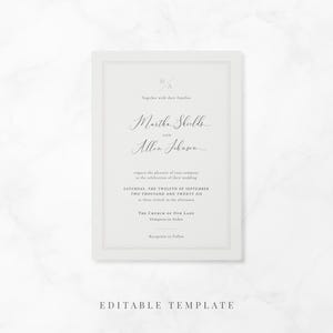 Invito di nozze minimalista classico Essence - Modello di matrimonio modificabile 5x7