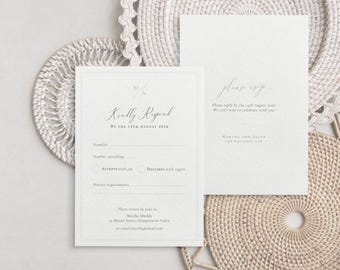 Modern-Classic Wedding RSVP Template: Reply Card Insert (Editable Online, Corjl) | CR104