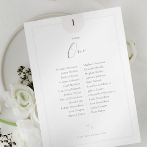 Modèle de carte de table longue : liste d'invités de mariage minimaliste (téléchargement numérique) | CR104