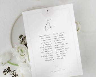 Long Table Seating Chart Cards Template: Minimalist Wedding Guest List (Digital Download) | CR104
