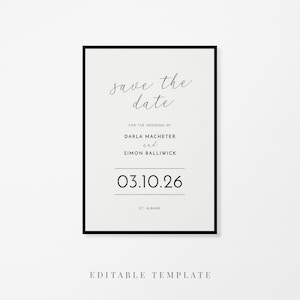 Modern Border Minimalist Save the Date – 5x7 Editable Wedding Template