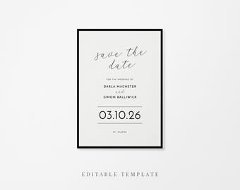 Modern Border Minimalist Save the Date – 5x7 Editable Wedding Template