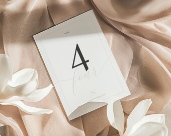 Modern Romantic Table Number Cards: Editable Reception Decor Template (5x7", A6 & 4x6") | CR104