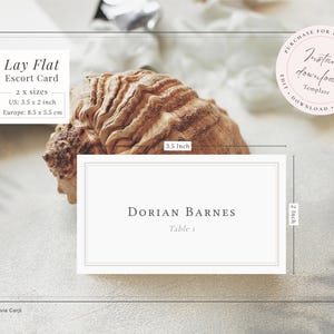 Border design elegant wedding escort card template in US 3.5 x 2 inch and ISO business card sizes - editable instant download templates.
