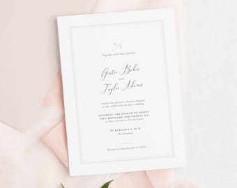 Minimalist Wedding Invitation Template: A5 / Half-Letter, Online Editable Event Stationery | CR104