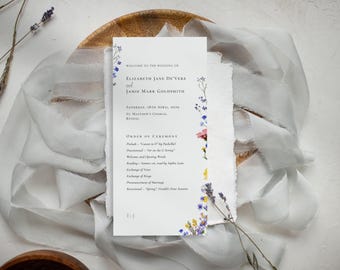 Plantilla de programa de boda Wildflower: Orden de servicio de tamaño té (Descarga digital) / CR102