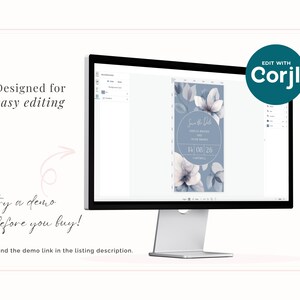 Ethereal Bloom wedding save the date evite template - designed for easy DIY editing using Corjl - try the demo before you buy