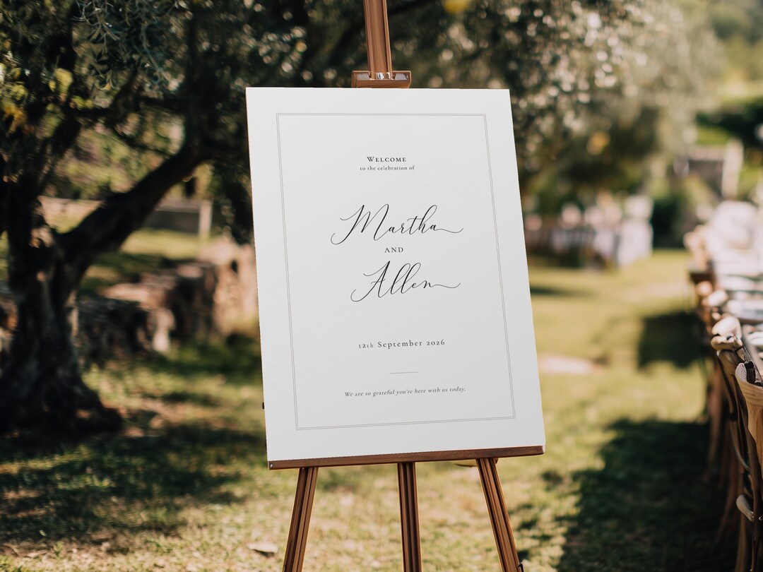 Elegant Wedding Welcome Sign Template: Minimalist Calligraphy Design ...