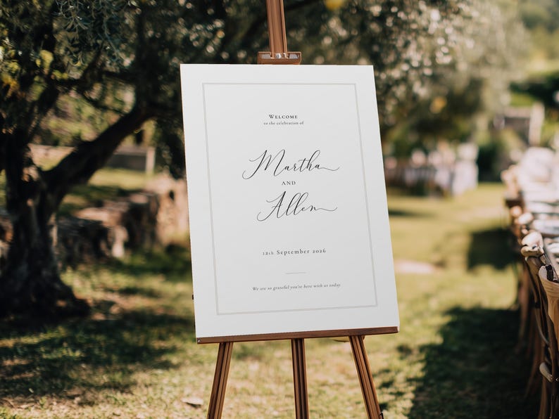 Elegant Wedding Welcome Sign Template: Minimalist Calligraphy Design ...