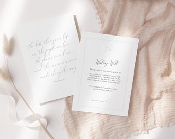 Essence Wedding Wish Card Template: Minimalist Wishing Well Insert (Corjl Editable, Digital Download) | CR104