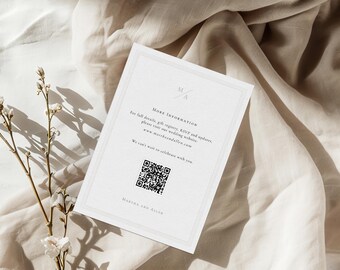 Essence Wedding Website Card Template: QR Code Insert for Further Details | CR104