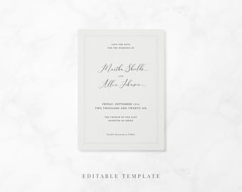 Essence Classic Save the Date – 5x7 Editable Wedding Template