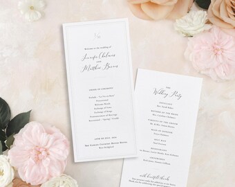 Plantilla de programa de boda elegante: Orden de ceremonia minimalista (descarga digital, tamaño 4x9 y DL) / CR104