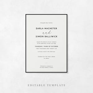 Modern Border 5x7 wedding invitation editable template