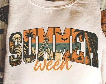 Retro Summerween PNG: Beach Halloween Design for Commercial Use