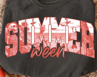 Summerween PNG: Retro Horror Icons Beach Vacation (Commercial Use)