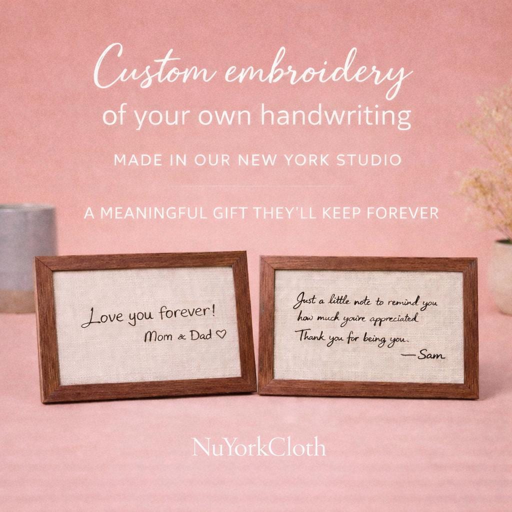 Custom Handwriting Embroidery Gift - Personalized Handwritten Note Art ...