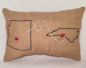 PLACES Embroidered Pillow - state shapes