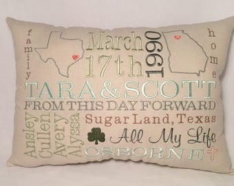 ANNIVERSARY - WEDDING Embroidered Pillow