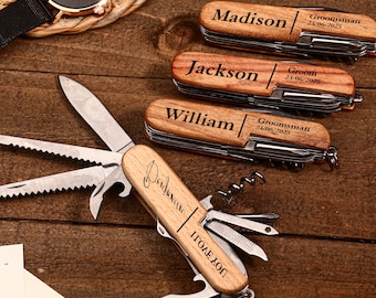 Personalized multifunctional tool Knife , Groomsmen Gifts Knives , Outdoor Gift for Him , Engraved Knife , Custom Wedding Gift ,Gift for Man