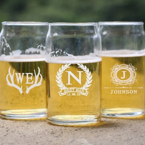 Personalized Beer Cups for Wedding Party, Barware for Him Beer Glasses, Home Bar Gifts, Groomsmen Gifts, Best Man Gift, Bachelor Party Gifts