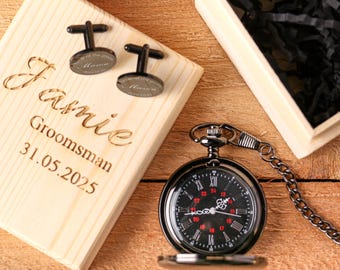 Gemelos de reloj para padrinos de boda, juego de regalo de reloj personalizado, regalos de propuesta para padrinos de boda, regalo para el padrino, relojes de bolsillo para regalo de fiesta de bodas