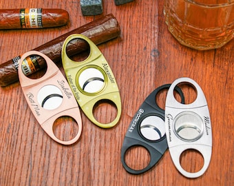 Faca de charuto personalizada, cortador de charuto gravado personalizado, estojo de viagem para charuto, presentes para o dia dos pais, presente para padrinho de casamento, presente para padrinho de casamento