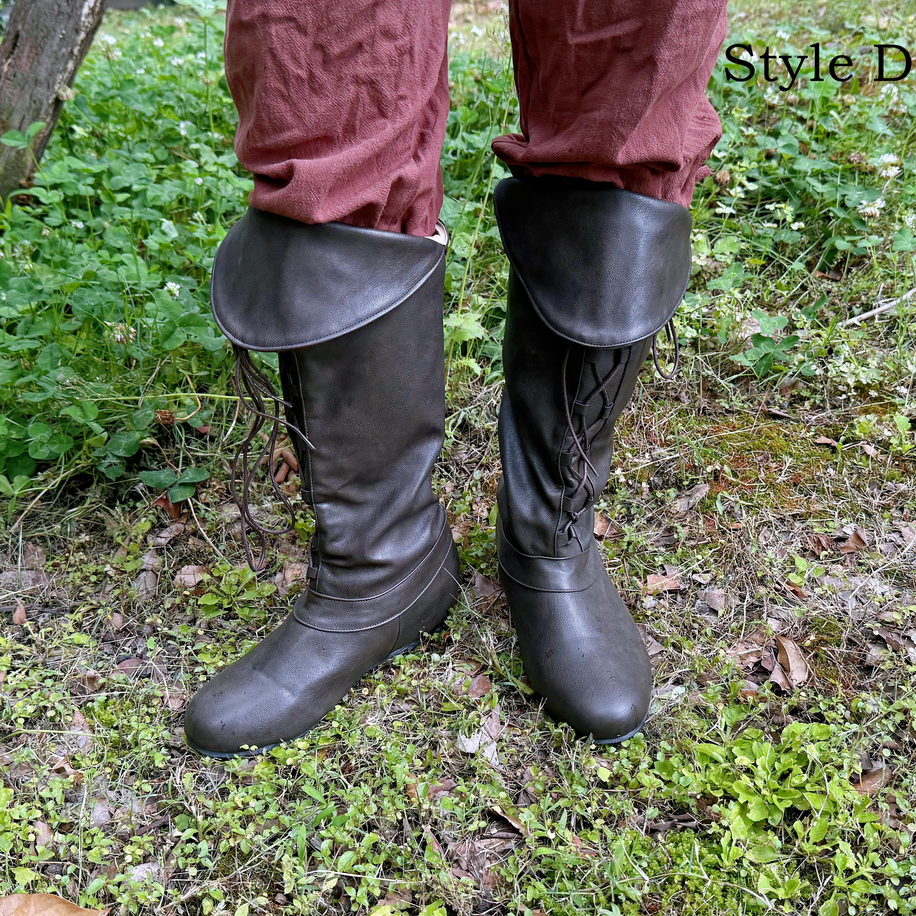 Medieval Pirate Boots Lace Up Gothic Viking Costume Shoes Footwear Medieval Leather Boots | Viking Renaissance Shoes | Pirate  main image 3