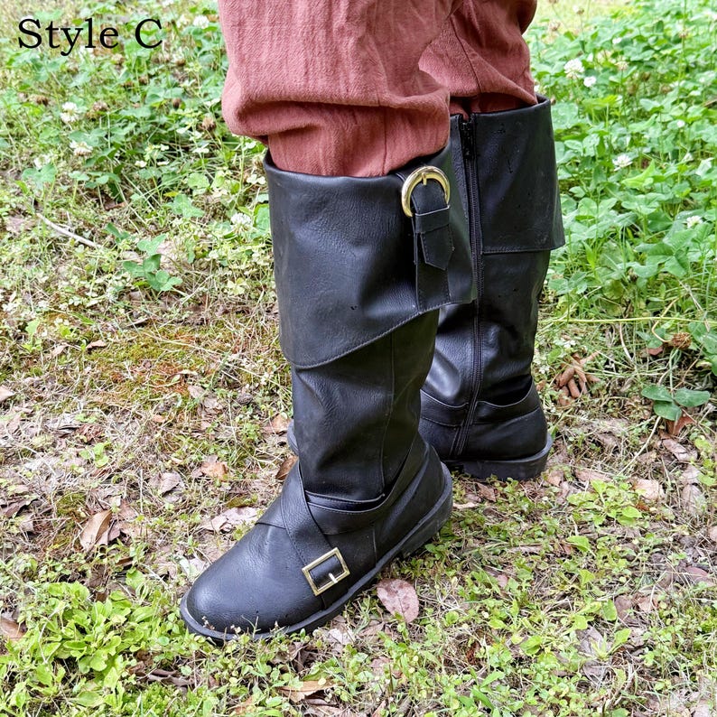 Medieval Ren Faire Boots, LARP Renaissance Viking Boots, Pirate Cosplay ...