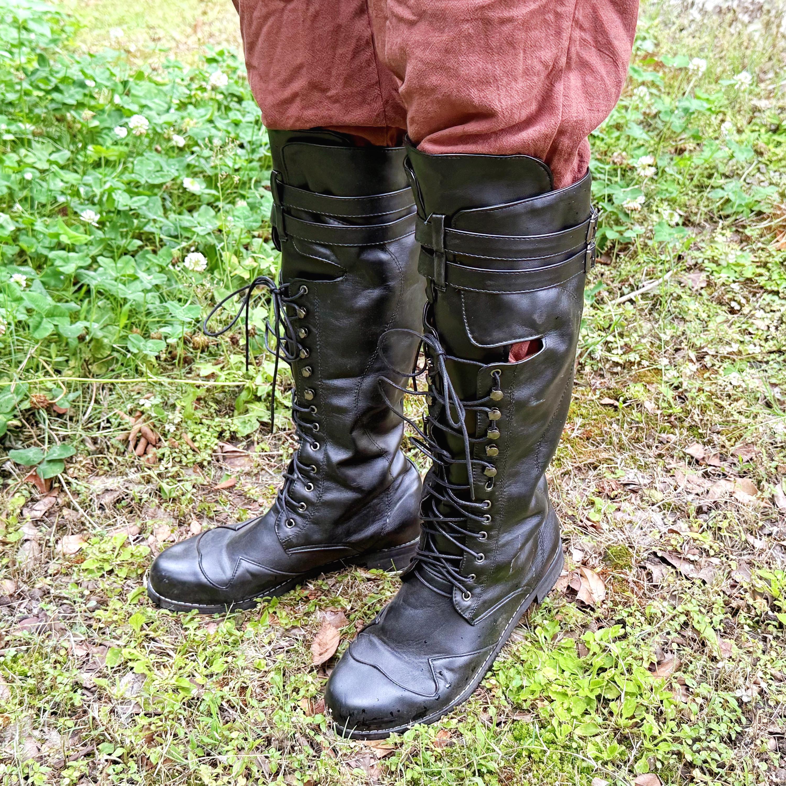 Renaissance Boots, Medieval LARP Viking Boots, Pirate Cosplay Boots, Gothic Medieval Shoes, Halloween Knight Boots