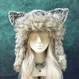 Handcrafted Fluffy Cat Ears Beanie, Animal Ear Hat, Ear Protection Plush Hat, Animal Cosplay Hat Costume, Wolf Ears Hat, Festival Headwear