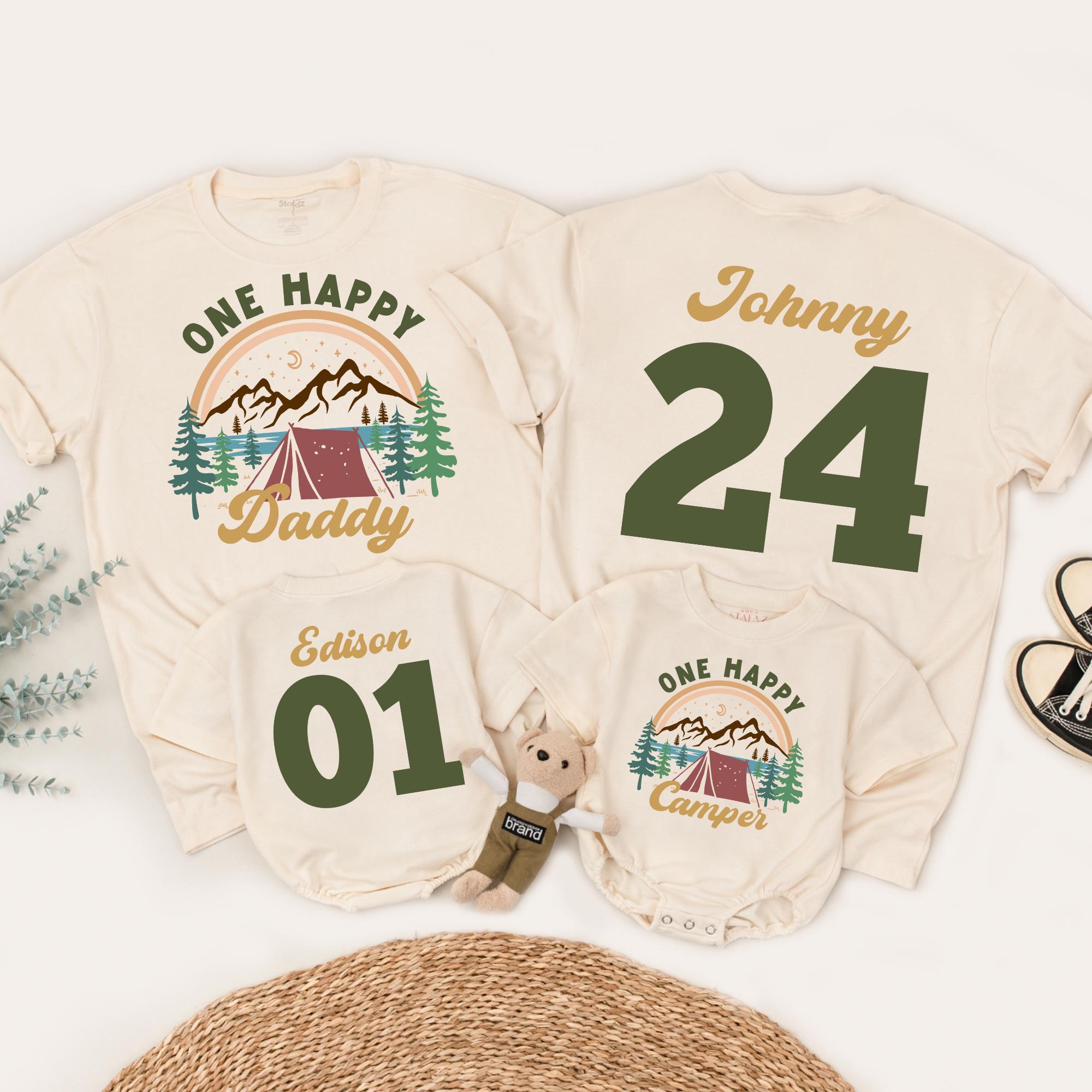 One Happy Camper T-Shirt, Camping 1st Birthday Outfit, One Happy Camper Matching Family Tees, First Birthday Shirt, Camp Mommy And Me Shirts