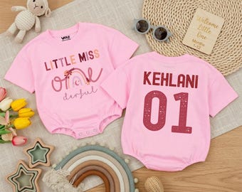 Customized ONEderful First Birthday Romper, Little Miss Onederful Baby Romper, Boho First Birthday Party Clothes, 1st Birthday Girl Gift