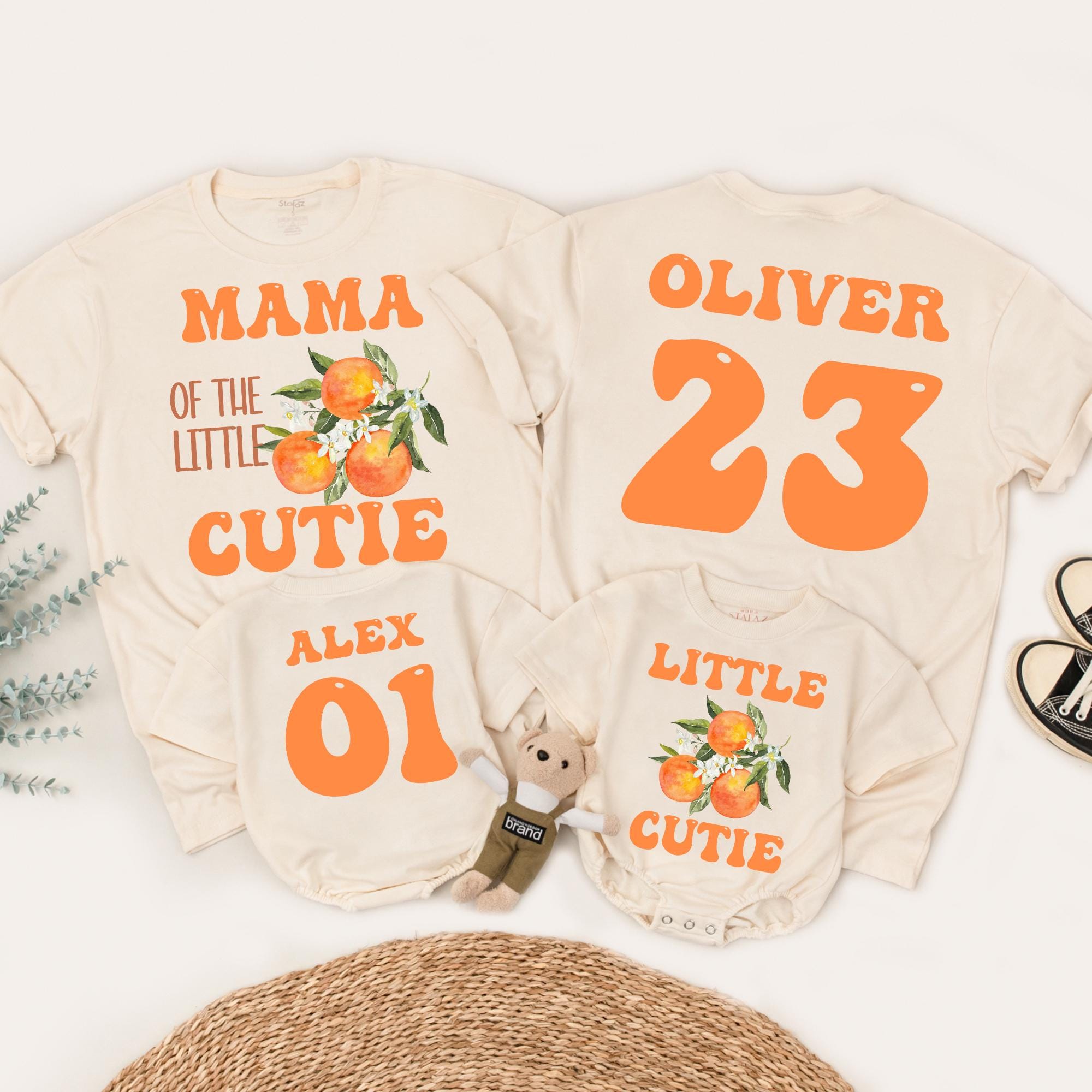 Little Cutie Family T-Shirts, Baby Romper, Cutie Orange Baby Shower, Fruit Baby Romper, Cutie Outfit, Orange Fruit Baby Gift, Little Love