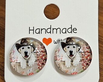 Handmade Labrador Retriever Dog Stud Earrings Free Shipping