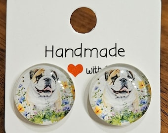 Handmade English Bulldog Stud Earrings Free Shipping