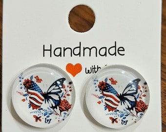 Handmade Americana Butterfly Earrings Free Shipping