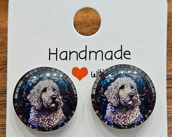 Handmade Golden Doodle Dog Stud Earrings Free Shipping