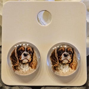 Dog Earrings - Cavalier King Charles Spaniel, Handmade, Stud, One of a Kind