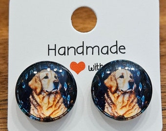 Handmade Gold Labrador Retriever Dog Stud Earrings Free Shipping