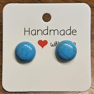 Mini Faux Turquoise Stud Earrings – Handmade with Stainless Steel Posts