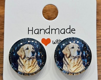 Handmade Blonde Labrador Retriever Dog Stud Earrings Free Shipping