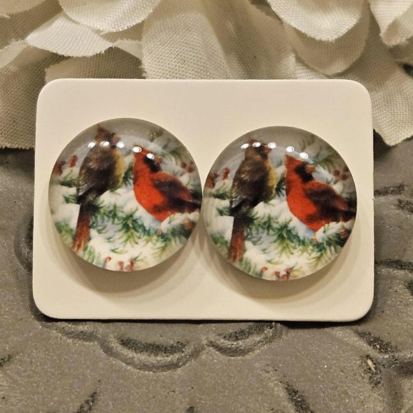 Cardinal Earrings - Love Birds, Handmade, Jewelry Gifts