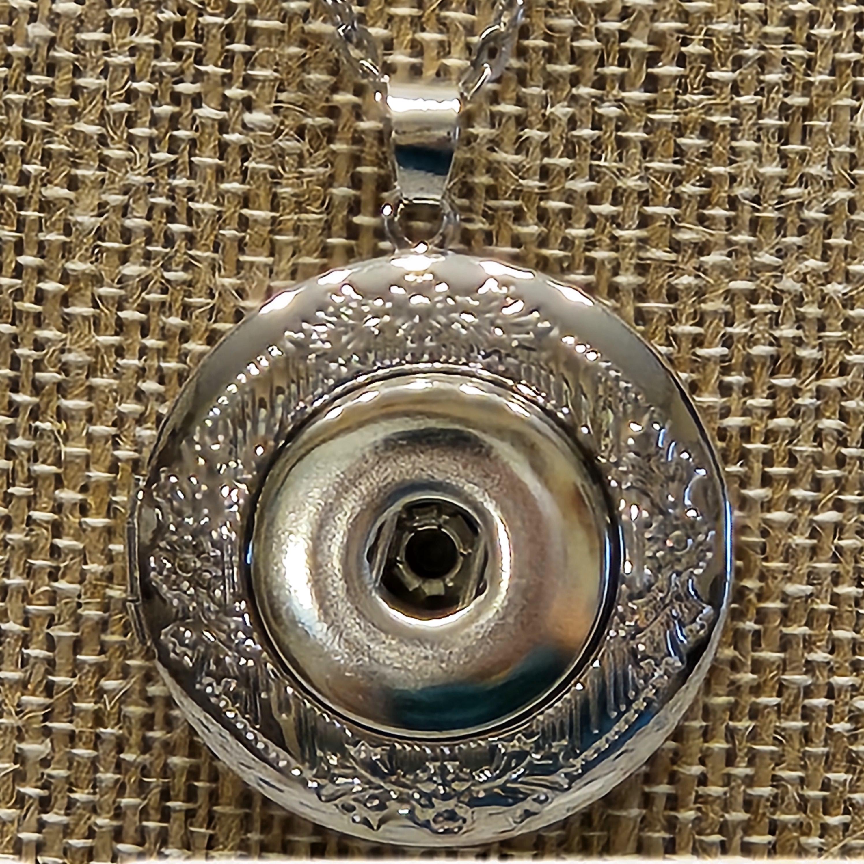 18mm Snap Base Photo Locket Necklace - Silver Alloy Metal, 24 Inch ...