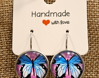 Handmade Blue Butterfly Earrings Free Shipping