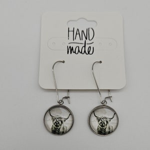 Handmade Highland Cow Dangle Earrings Free Shipping image 1